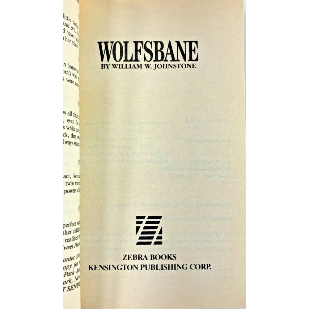 Wolfsbane by William W. Johnstone Vintage 1987 Zebra Books Paperback Unread